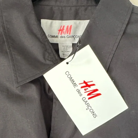 COMME des GARÇONS X H&M Men's Black Button-Down Shirt size Medium NWT - Picture 4 of 7